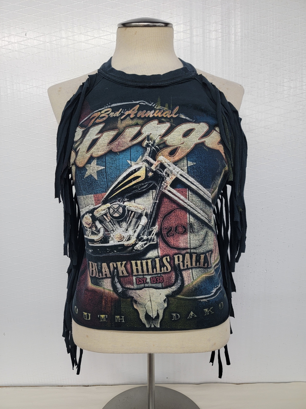 STURGIS Motorcycle Rally Fringe HalterTop -Upcycled